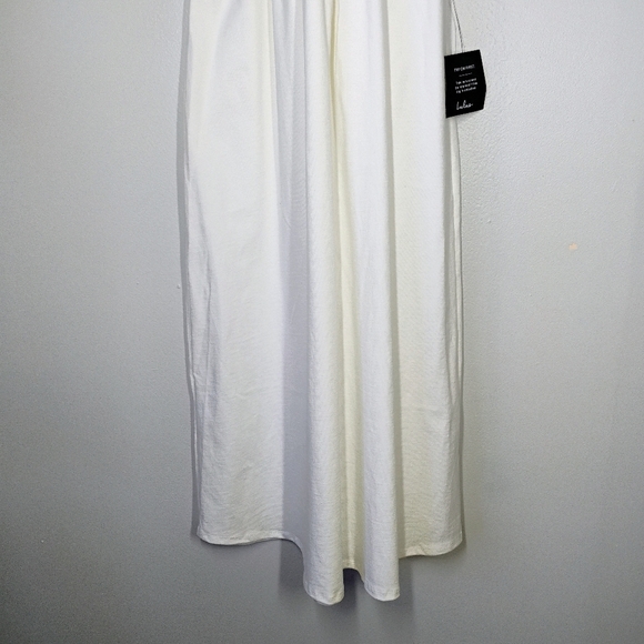 Lulu's Summer Beauty White Ribbed Twist Back Midi Dress Balletcore Size Large - Picture 4 of 12